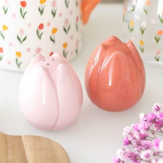 Tulip Salt & Pepper Shakers | Ceramic Floral Seasoning Set | Spring Kitchen Decor | Gift Idea