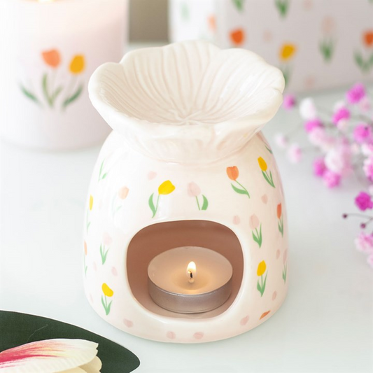 Tulip Ceramic Oil Burner | Floral Tealight & Fragrance Holder | Spring Home Decor | Mother’s Day Gift