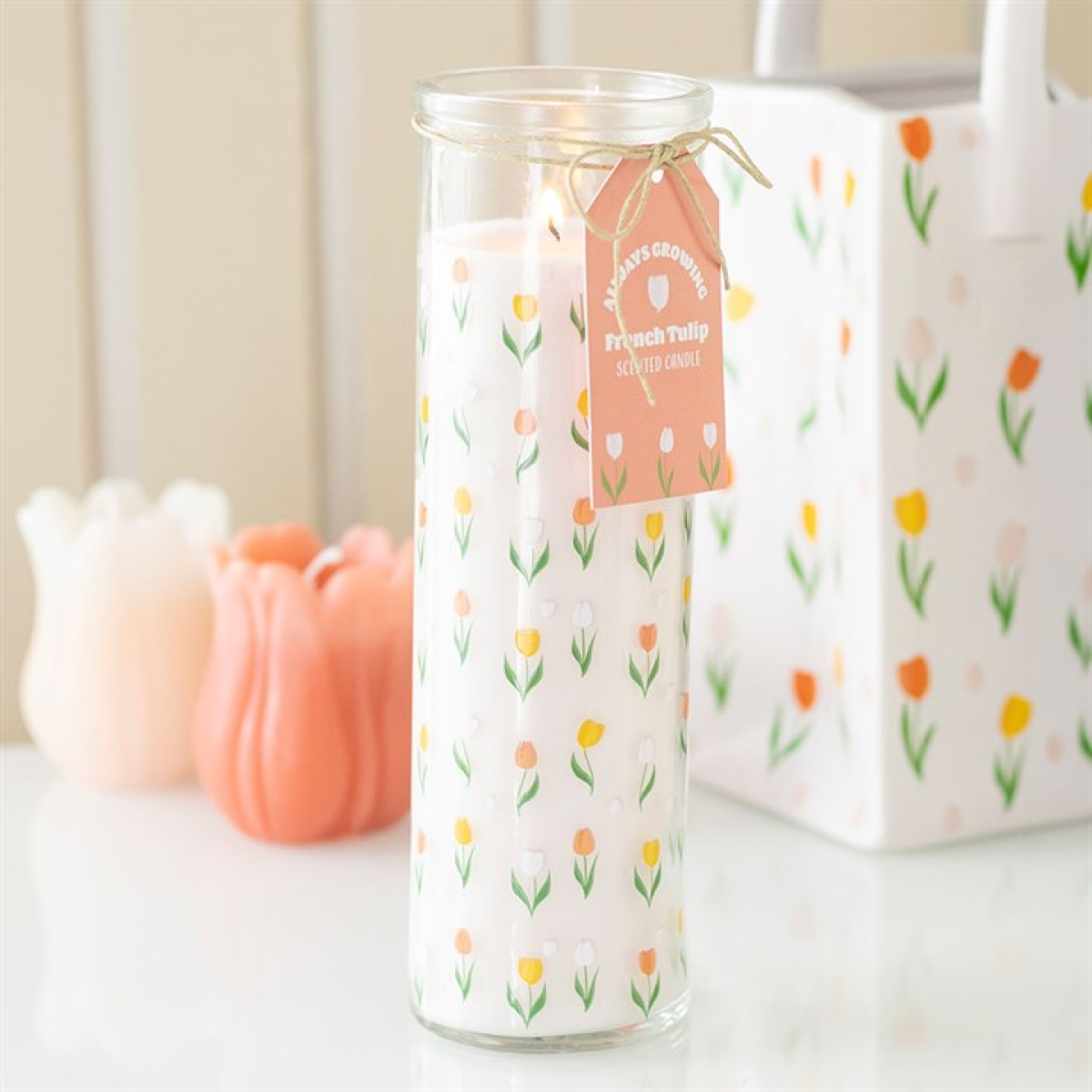 French Tulip Candle | Glass Tube Scented Candle | Floral Spring Home Decor | Gift Idea