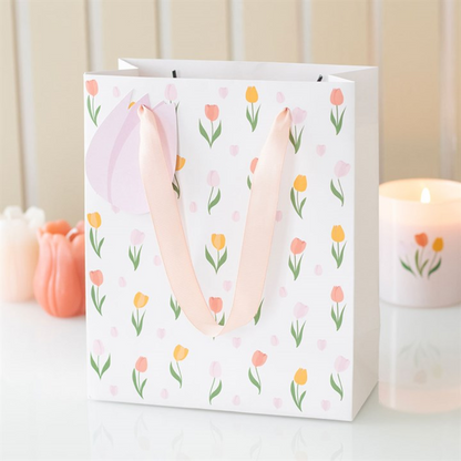 Floral Gift Bag | Tulip Paper Gift Bag | Mother’s Day & Birthday Packaging | 23cm
