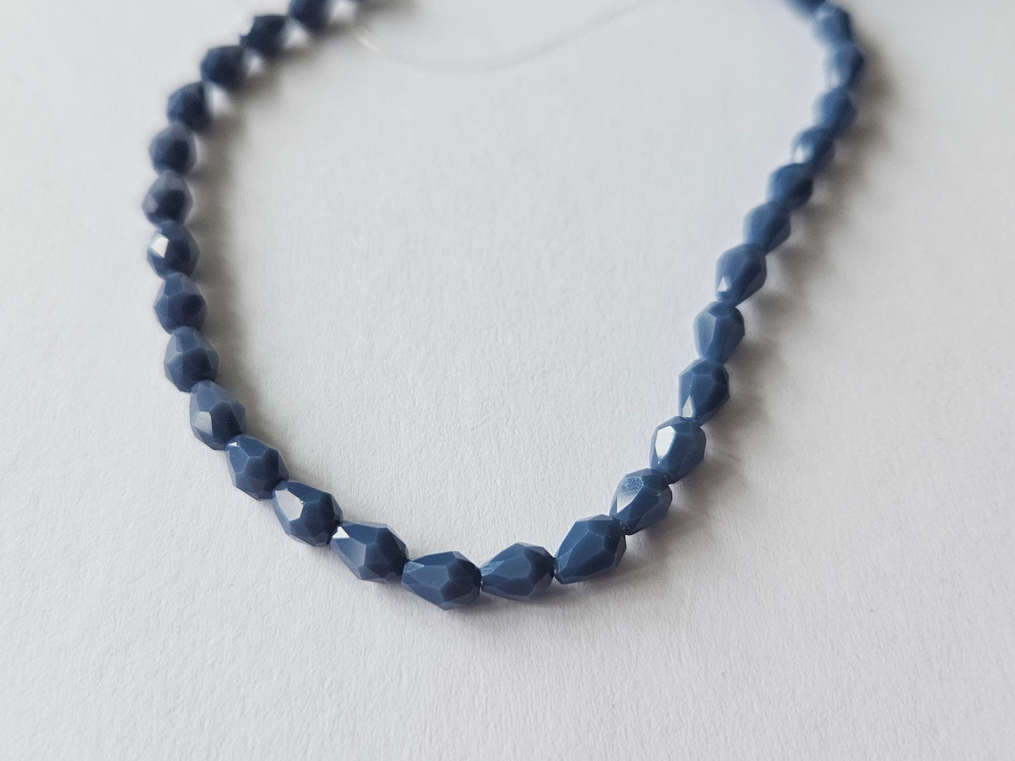 faceted glass beads - 5mm x 3mm - teardrop - navy blue