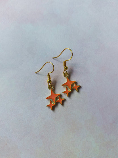 stars earrings - orange 