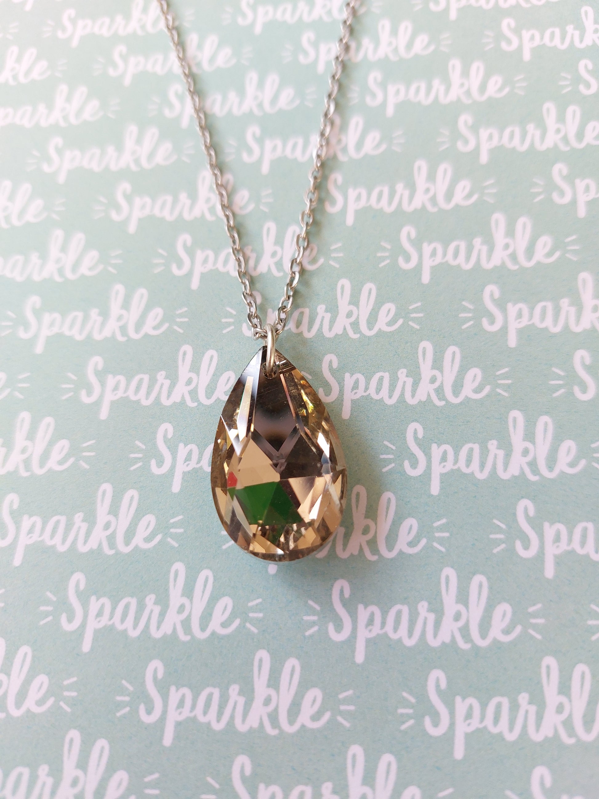 faceted glass drop necklace