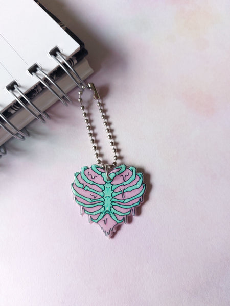pastel ribcage heart planner charm