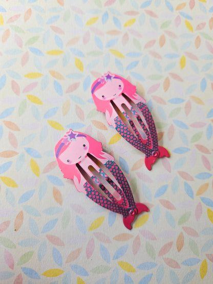 mermaid hair clips - pink 