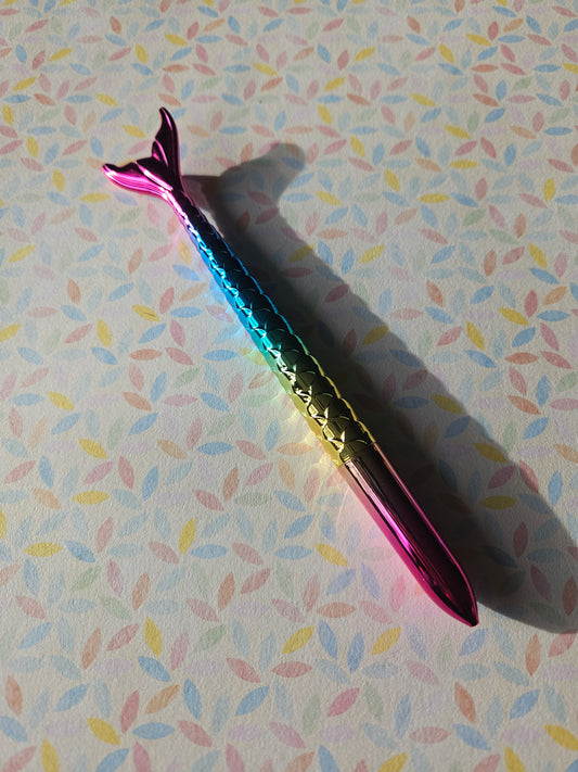 metallic mermaid fin pen - pink