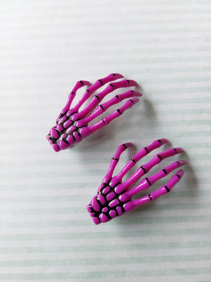 Skeleton Hand Hair Clips - Purple (Set Of 2)