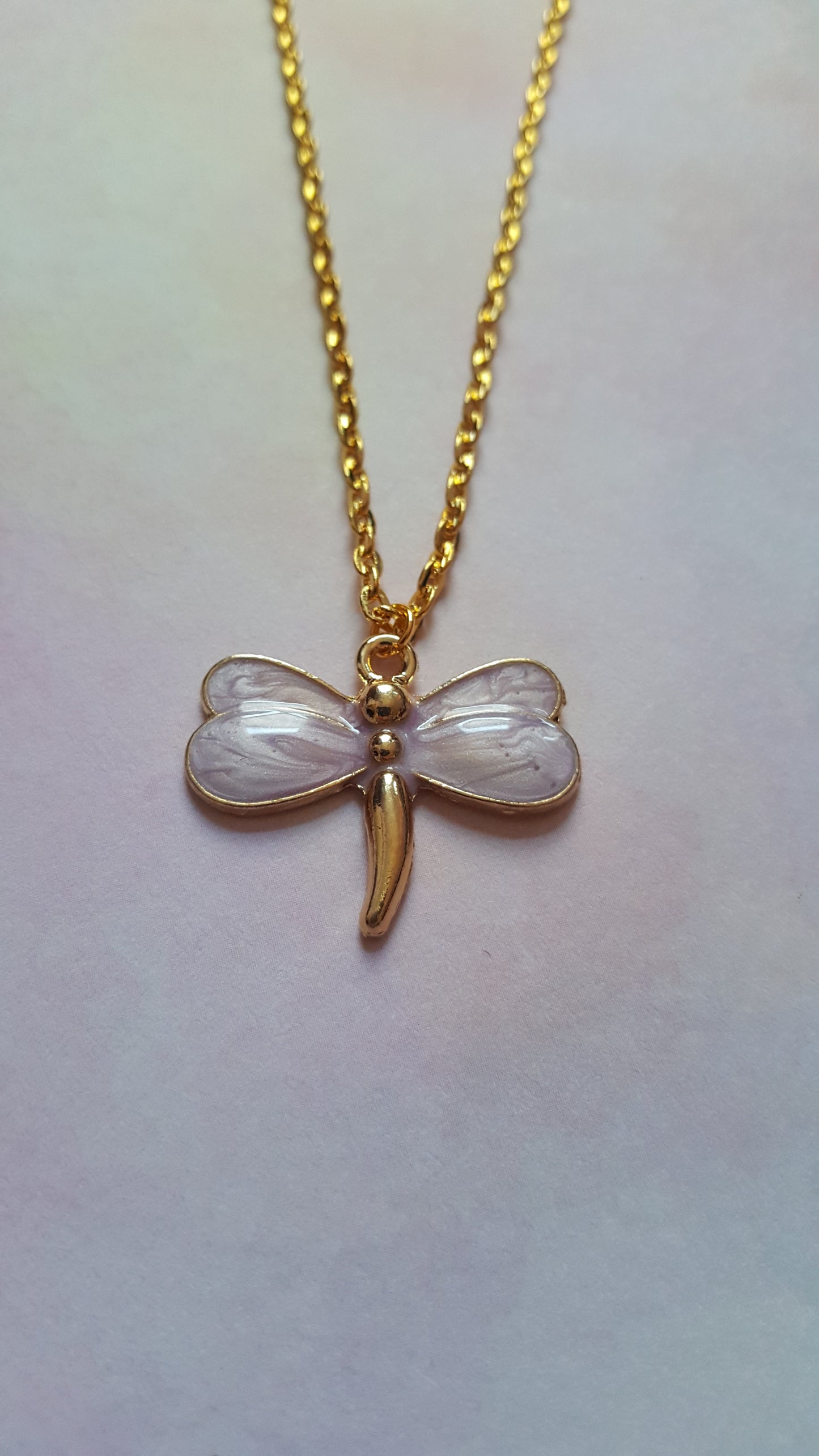 Dragonfly Necklace | Enamel Gold Plated Pendant Necklace | 16 Inch Chain | Cute Nature Jewelry Gift