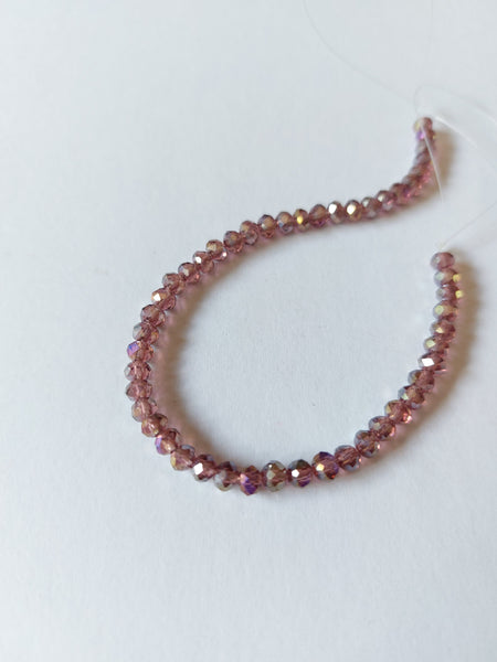 4mm pearl lustre glass beads - faceted rondelle - purple