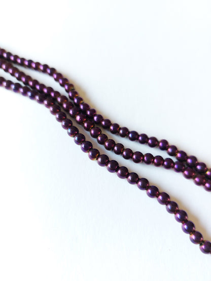 4mm electroplated glass beads - purple 