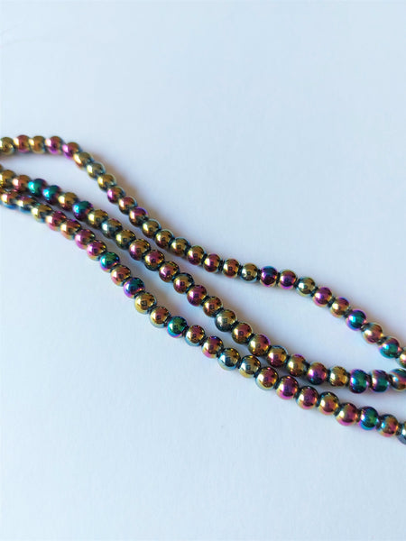 4mm electroplated glass beads - rainbow 