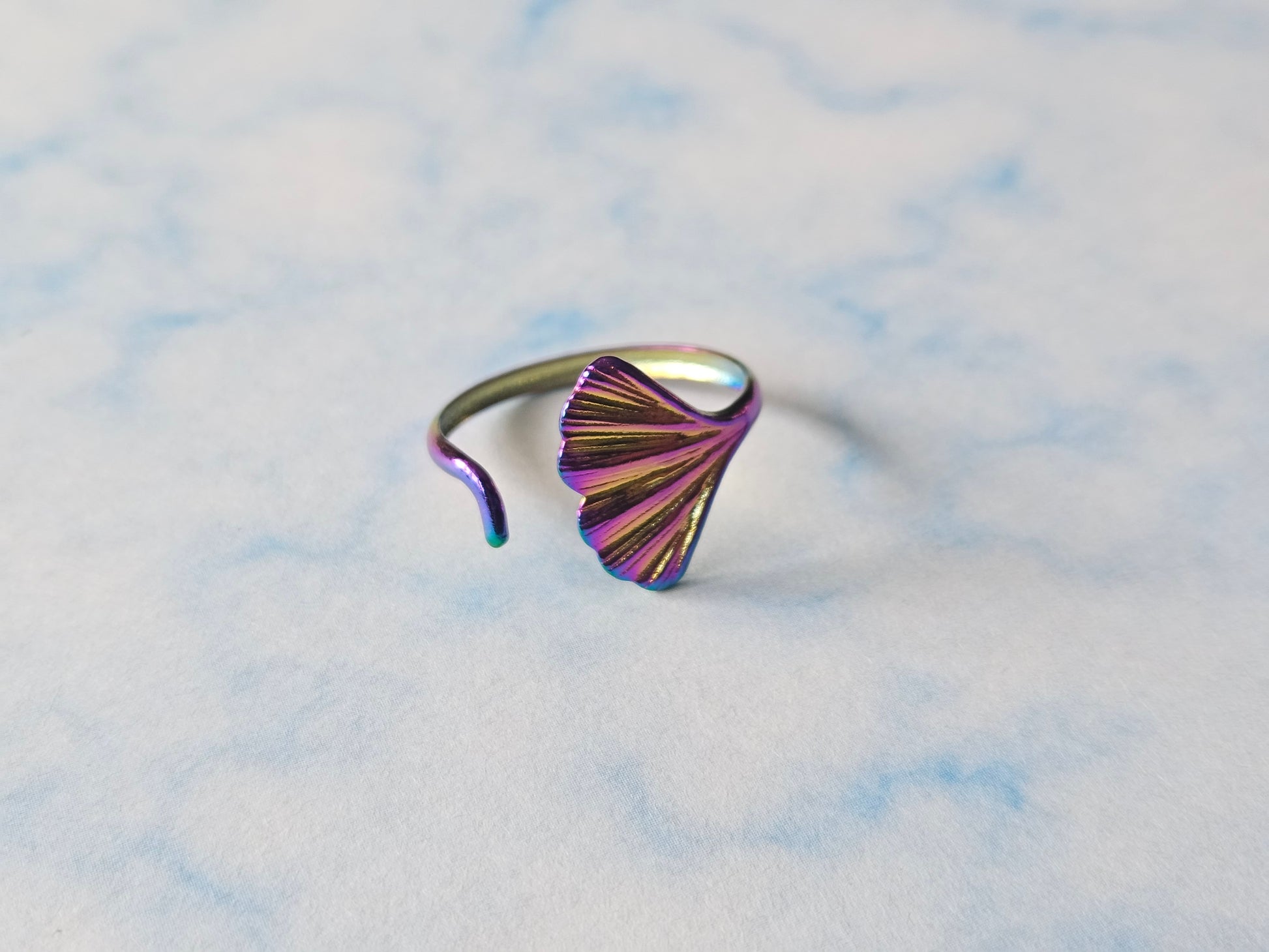 Mermaid Tail Ring | Rainbow Stainless Steel Adjustable Ring | Ocean Fantasy Jewellery | Gift for Her