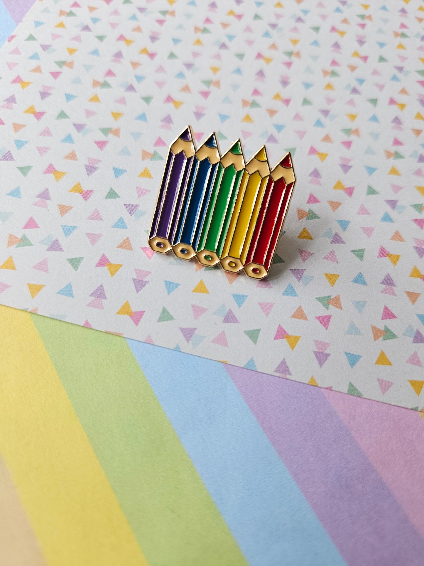 Enamel Pin Badge - Rainbow Pencils