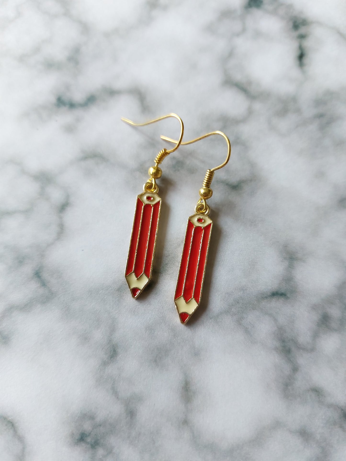 pencil earrings - red 