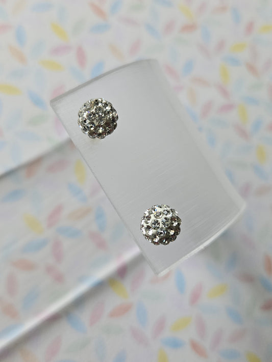 rhinestone disco ball earring studs