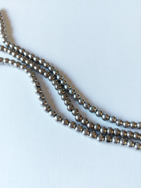 4mm electroplated glass beads - silver 