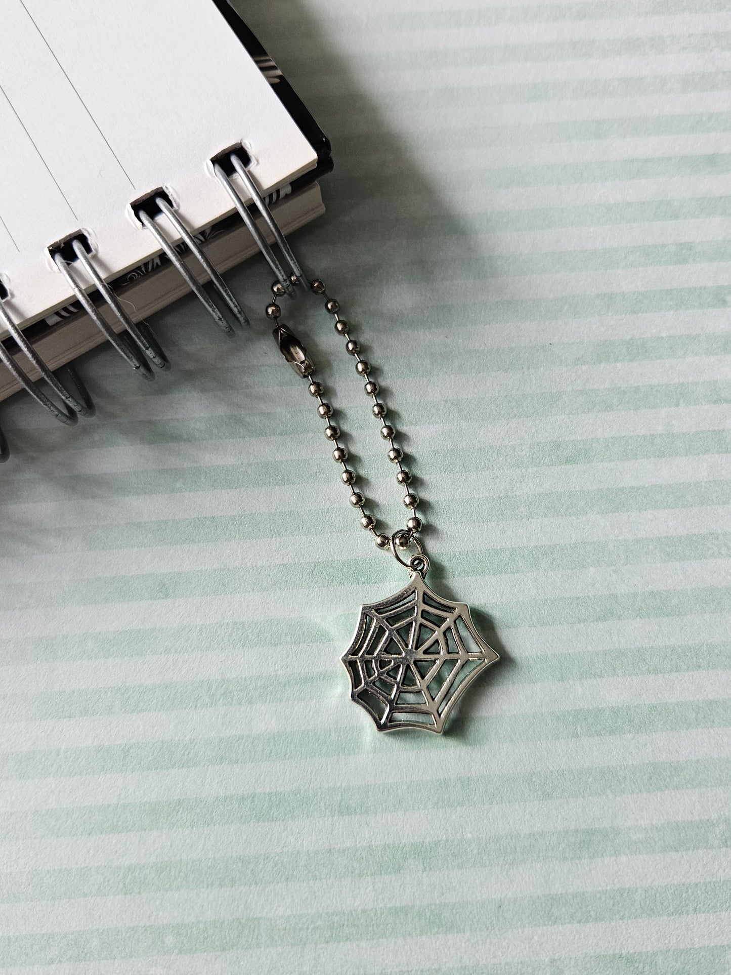 Spiderweb Planner Charm | Silver Plated Journal Charm | Gothic Zipper Pull | Diary Accessory