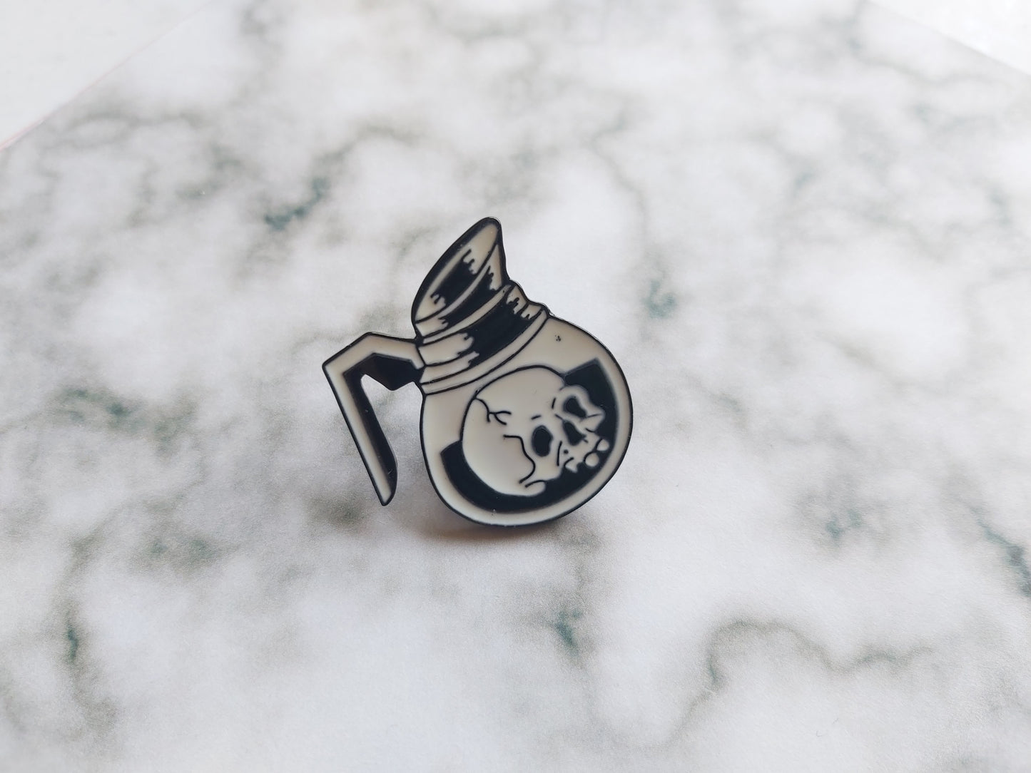 Enamel Pin Badge - Skull In Coffee Pot
