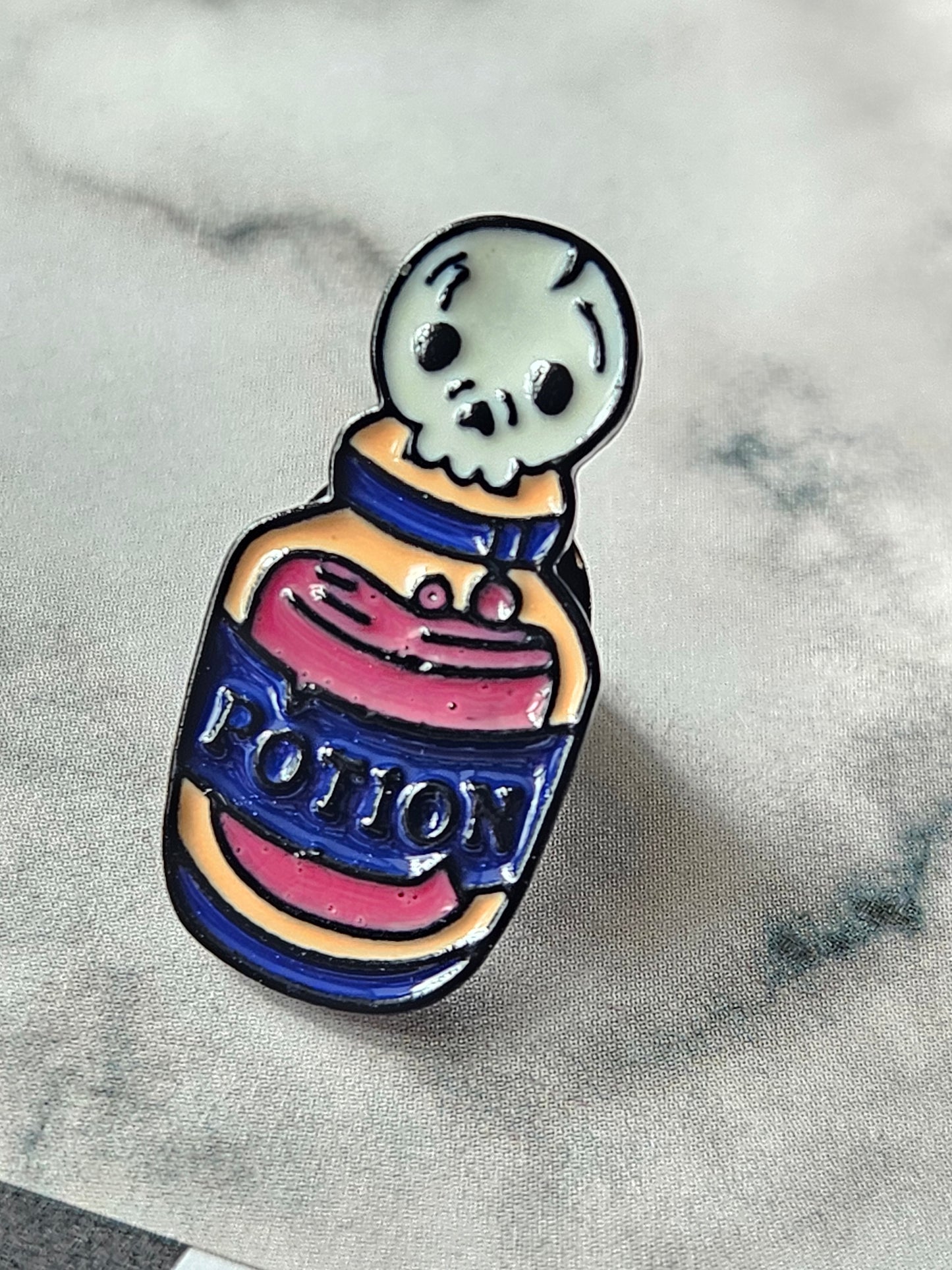 Enamel Pin Badge - Skull Potion Bottle