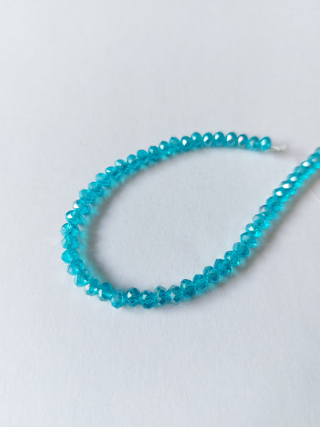 4mm pearl lustre glass beads - faceted rondelle - sky blue 