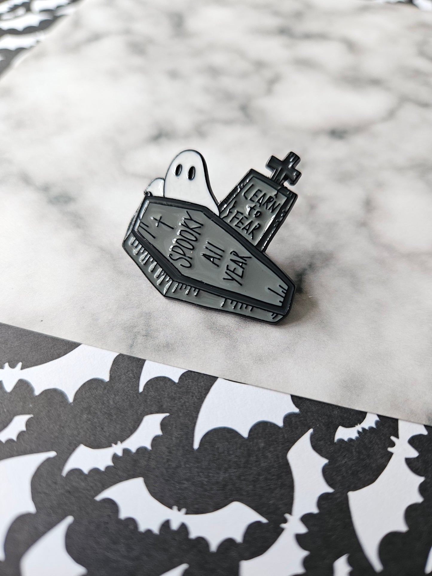 Enamel Pin Badge - "Spooky All Year" Ghost