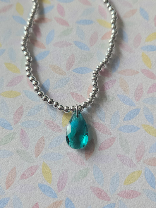 Glass Drop Bracelet | Beaded Faceted Glass Charm Bracelet | Colourful Stretch Bracelet | Silver Tone Beaded Jewellery | Various Colours