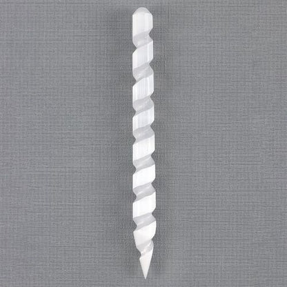 Round Point Selenite Spiral Wand