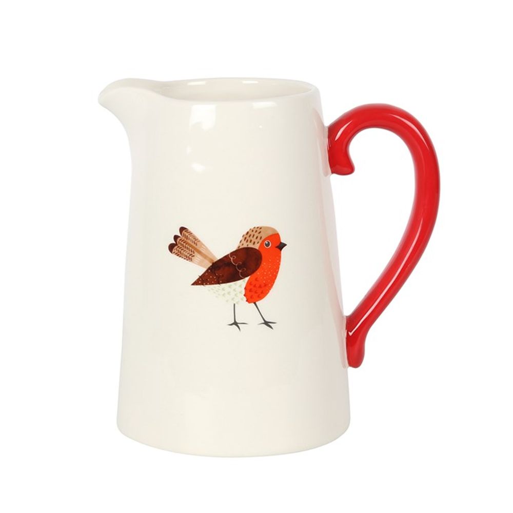 17cm Winter Robin Ceramic Flower Jug