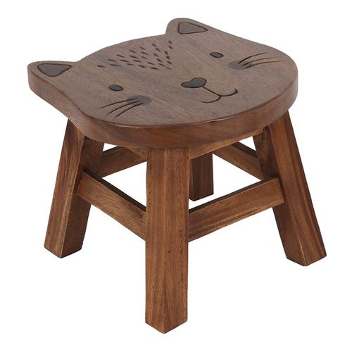 26cm Children's Wooden Cat Stool