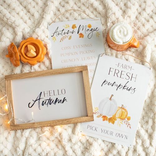 Set of 2 Autumn Accents Metal Hanging Signs