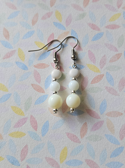 Pastel Beaded Drop Earrings | Acrylic Bead Earrings | Silver Tone Hooks | Cute Dangle Earrings 30mm