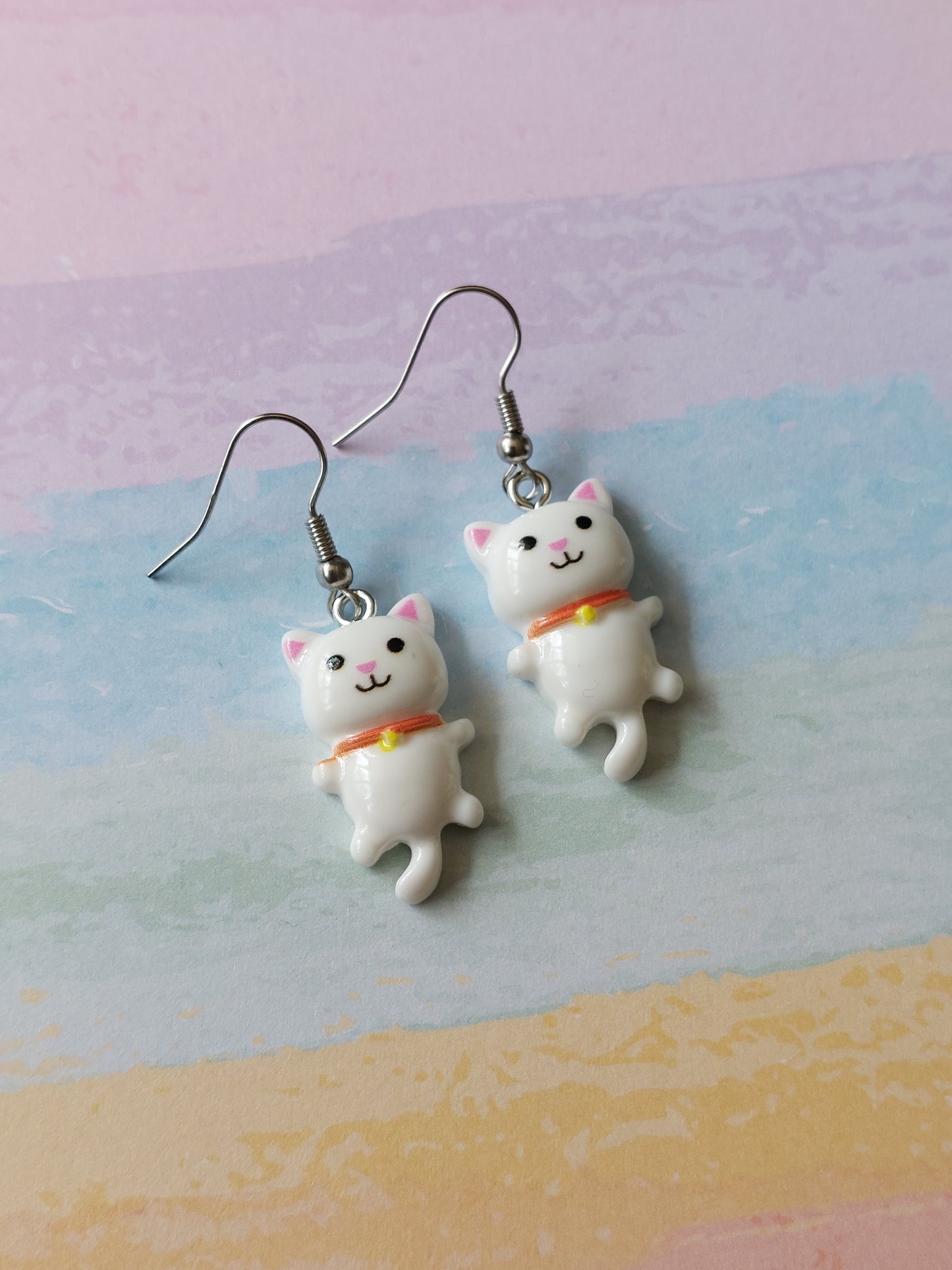 Cat Earrings - White