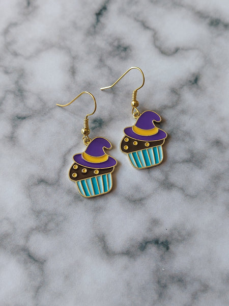 witch hat cupcake earrings