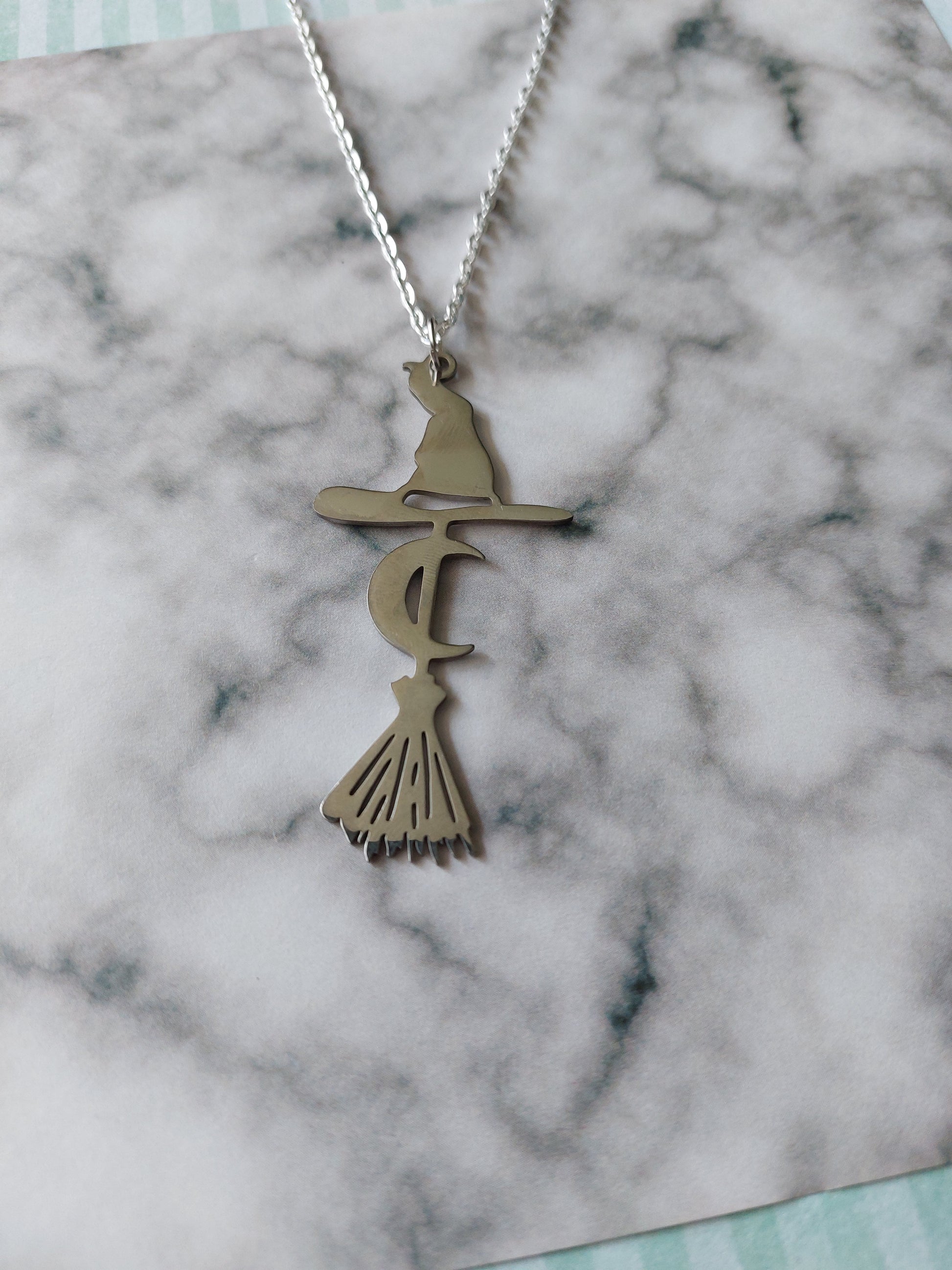 witchy broomstick necklace 