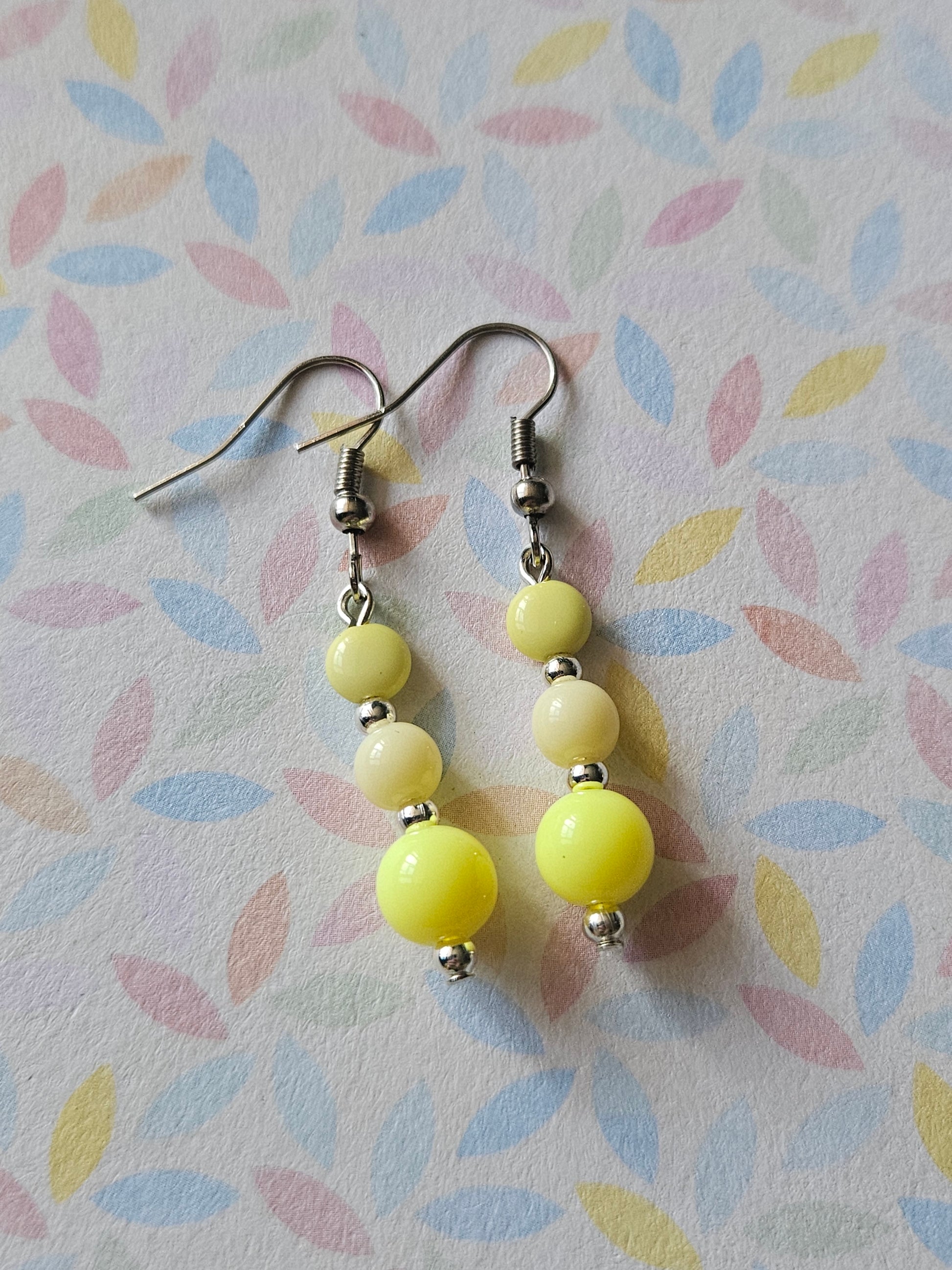 Pastel Beaded Drop Earrings | Acrylic Bead Earrings | Silver Tone Hooks | Cute Dangle Earrings 30mm