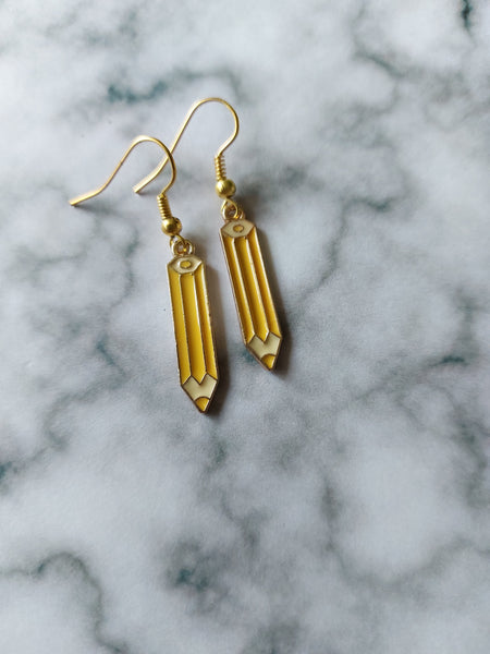 pencil earrings - yellow 