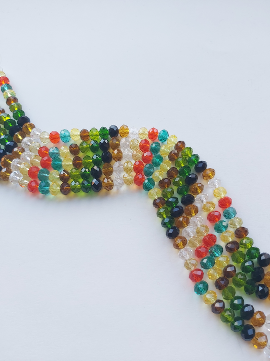 8mm faceted glass rondelle beads - mixed colour