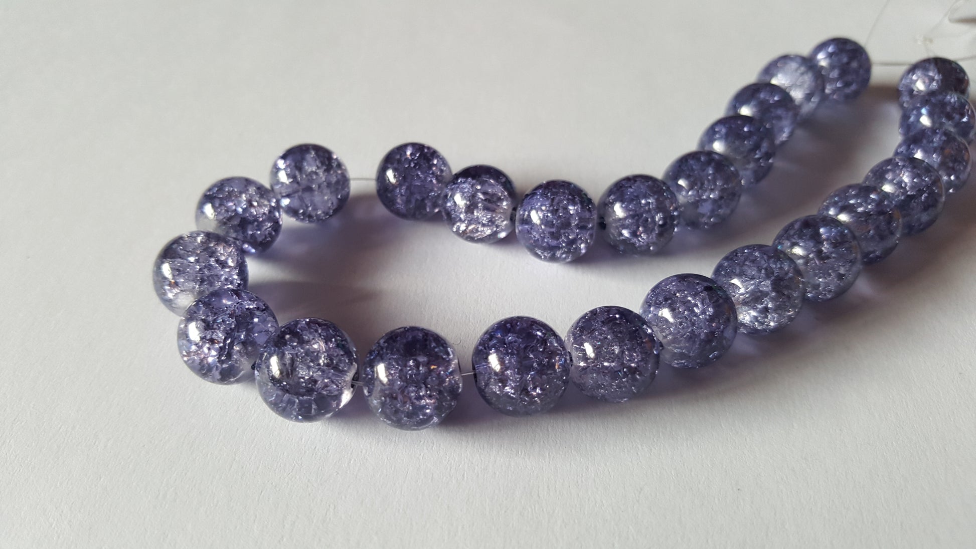 10mm crackle glass beads - amethyst