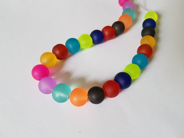 frosted glass beads - 10mm