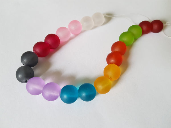 frosted glass beads - 12mm