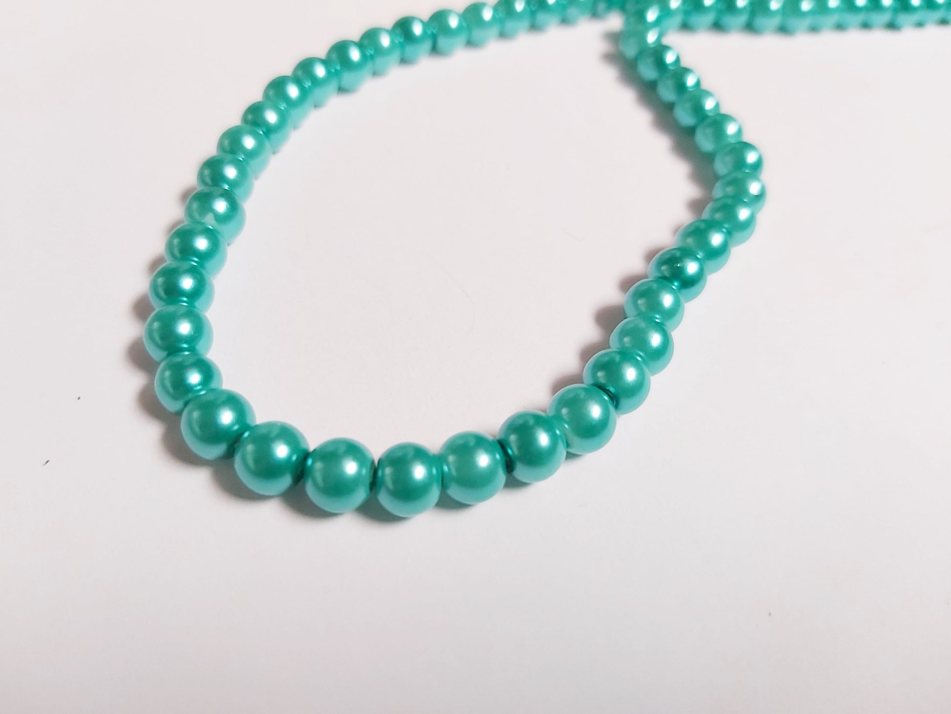 6mm glass pearl beads - teal