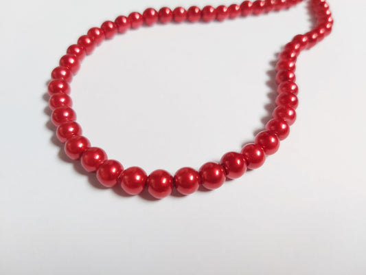 6mm glass pearl beads - cherry red