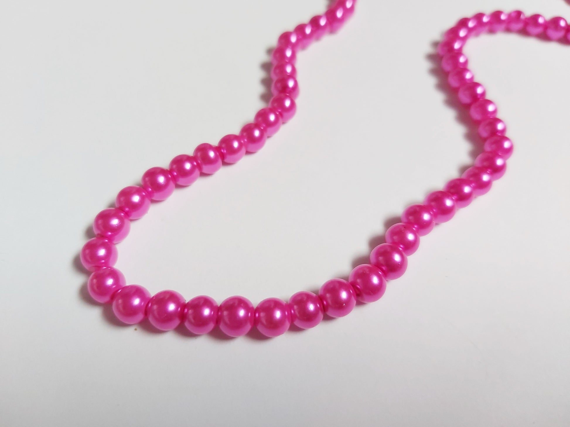 6mm glass pearl beads - hot pink