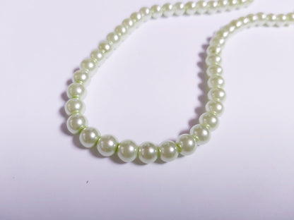 6mm glass pearl beads - pale green