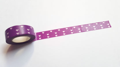 10m washi tape - 15mm - purple hearts 