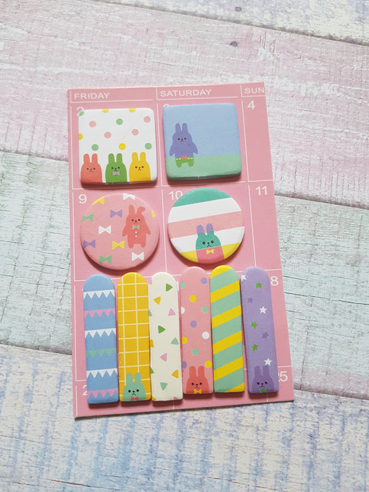 sticky memo tabs set - rabbits 