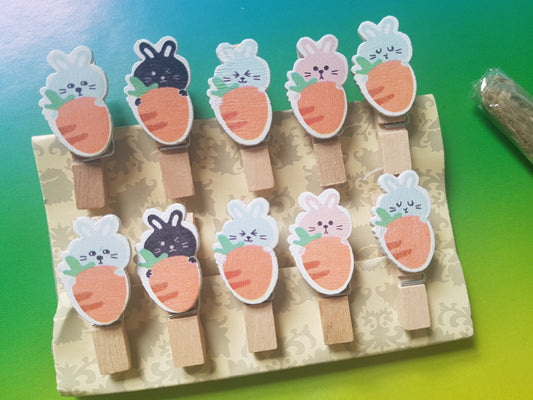 rabbits & carrots mini memo pegs