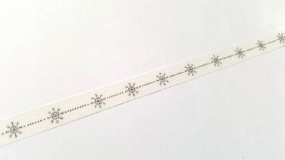 1 x 10m Roll Adhesive Craft Washi Tape - 8mm - Black & White Snowflakes