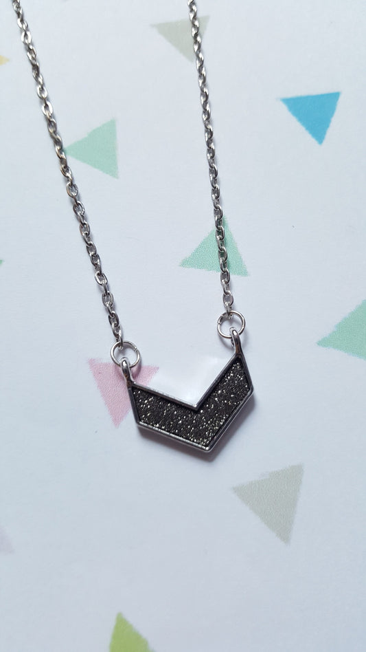 silver glitter chevron necklace