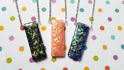 resin glitter bar necklaces